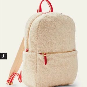 Boden Borg Backpack, Cream Color w/Red & White Stripe Accents, One Size